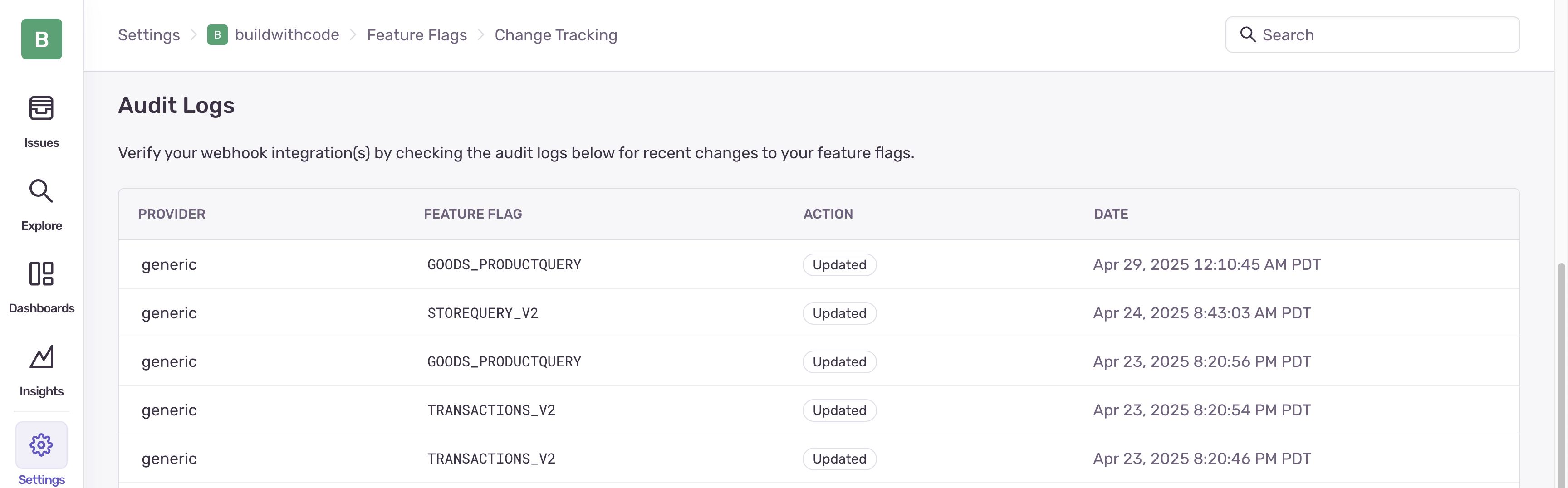 Flag Change Tracking