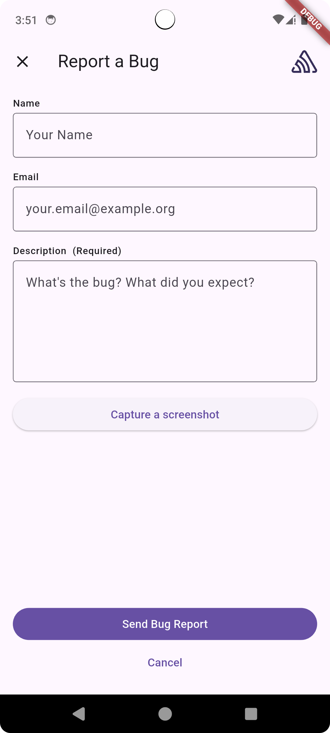 User Feedback Widget on Flutter Android